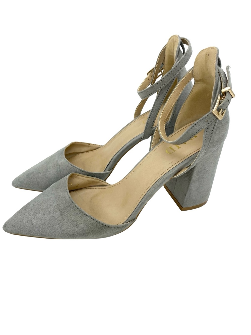 Raid Katy Grey Block Heeled Shoes 5.5